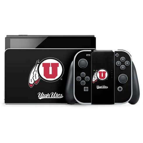 Utah Circle and Feather on Black Nintendo Switch OLED (2021) Skin